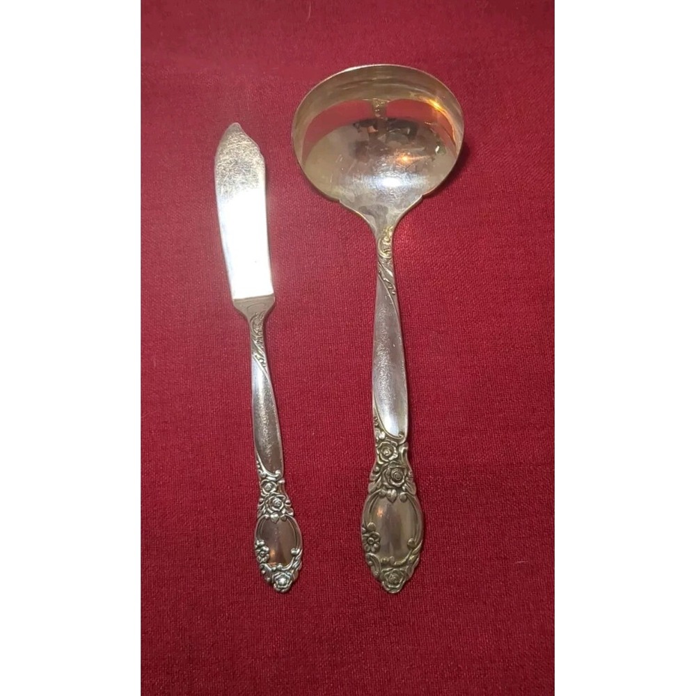 Oneida BALLAD/COUNTRY LANE Gravy‎ Ladle & Butter Knife Silverplate
